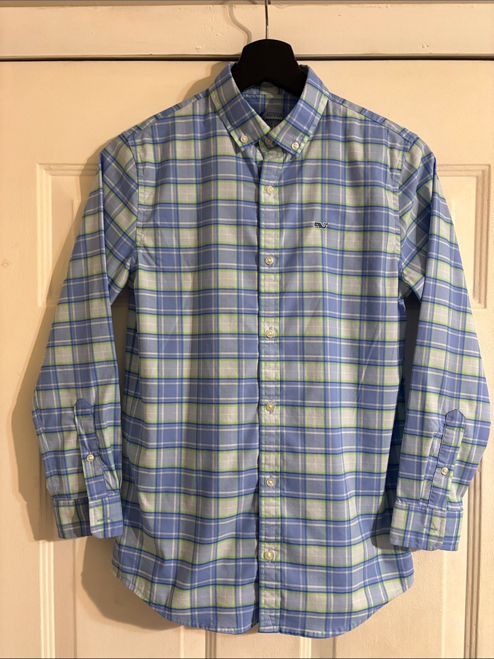 Vineyard Vines Blue and Green Plaid Button-Down Shirt